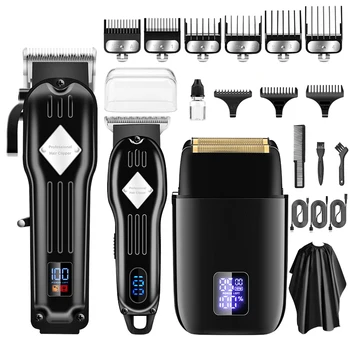 PSB 3 In 1 LCD Display Professional Hair Grooming Set Haircut Sculpting Shaving Accessories Hair Trimmer & Clipper Shaver Set