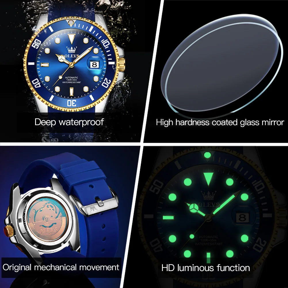 Olevs 6650, venta al por mayor, reloj Digital personalizado de cuerda  manual mecánico para hombres, Relojes baratos impermeables de silicona,  reloj