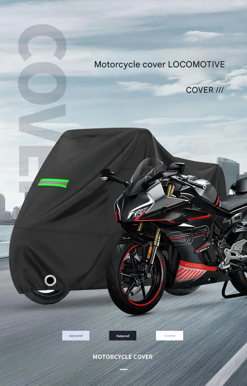 Polyester Taffeta 190T Full Coverage UV Protection Motorcycle & Electric Vehicle Cover Reflective Strip (Multiple Sizes M-4XL)