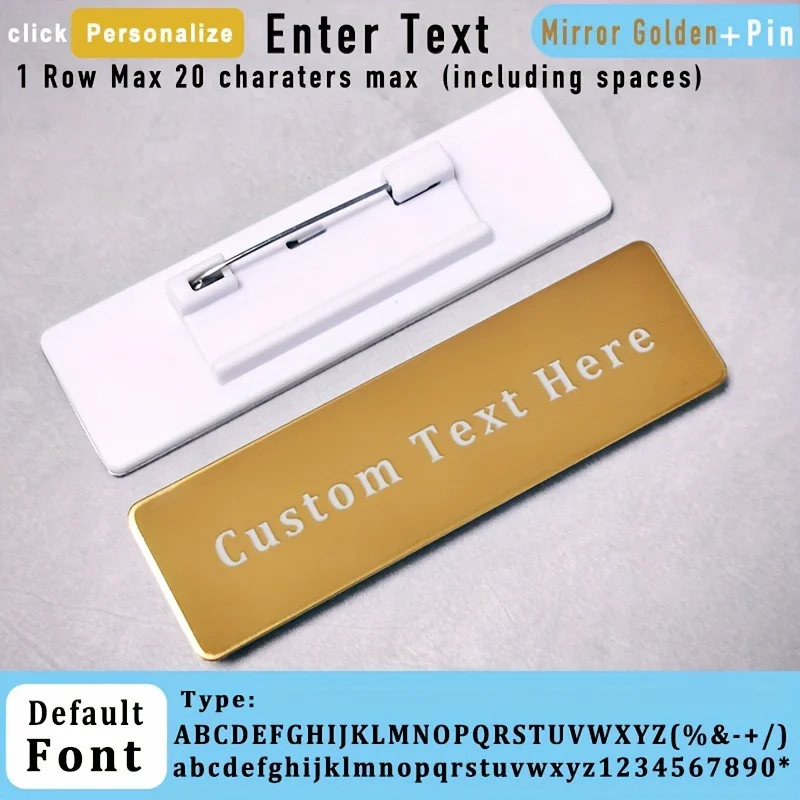 Personalized Engraved Name Tags Business Work Labels Employee Name Plates Epoxy Magnetic ID Badges with Pin