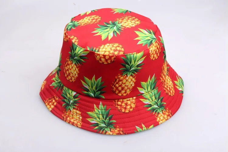 Wholesale High Quality Pineapple Print Folding Outdoor Sun Hat Designer Hat Fashion Pineapple ...