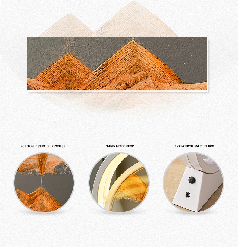 Creative Quicksand Painting Hourglass Relaese Stress and Anxiety Indoor Desktop 3D Sand Painting Dynamic Sand Painting LED Lamp