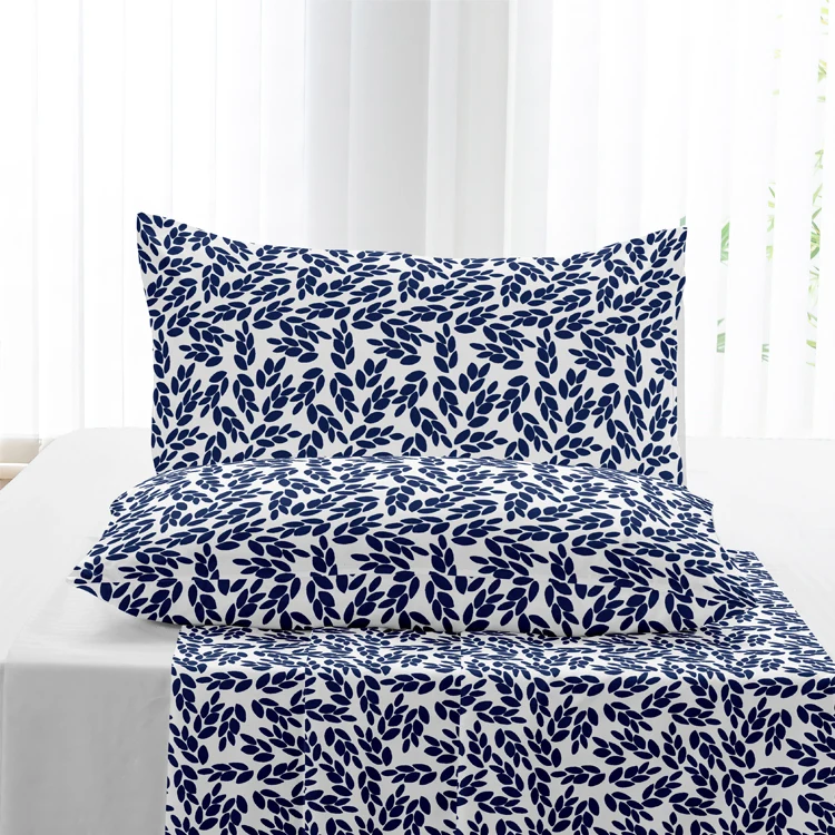 Twin Size Hotel Sheet Set Wholesale Printed Super Soft Hand Feeling Bed