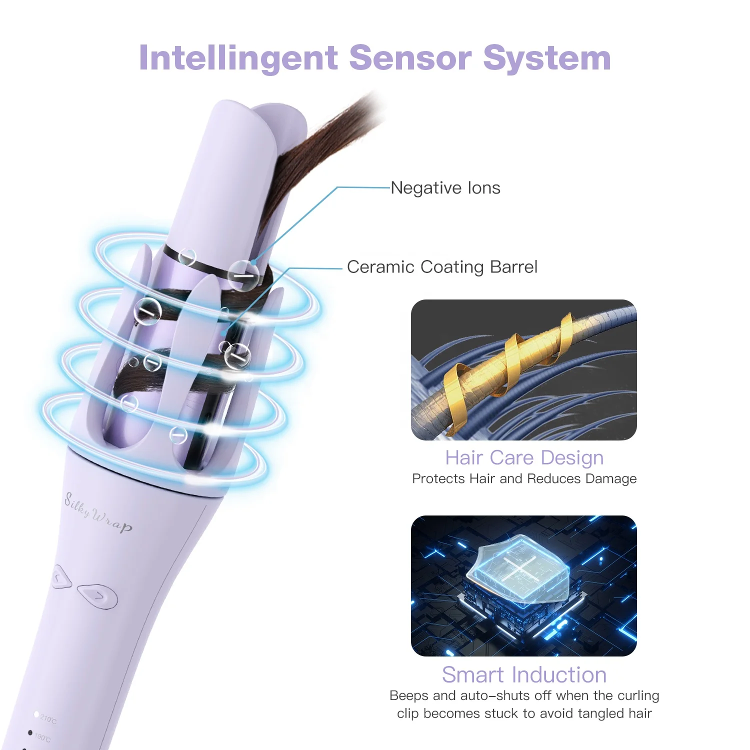 Lena Patented Design Ionic Rotating Curling Wand Electric Ceramic Curl Iron Automatic Hair Curler Waver