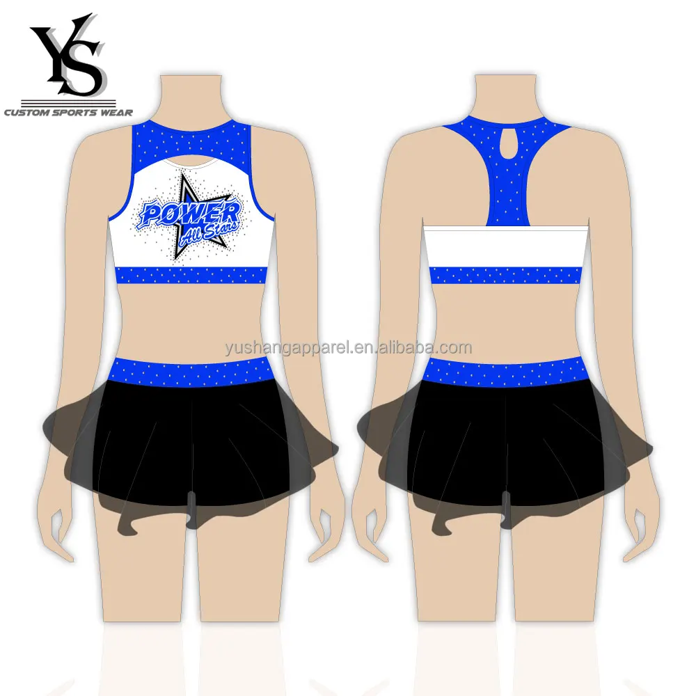 Sublimation Custom Cheer Practice Wear Bra With Mesh Skirt And Shorts 