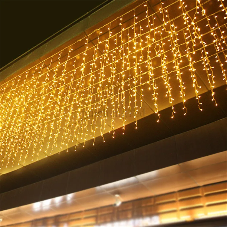 360 LED Icicle Christmas Led Dripping Warm White Icicle Light Fairy Safety Wedding Party Curtain Lights
