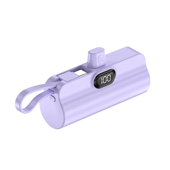 2023 MX197 Mini Smart Led Power Display Portable 3000mah 5000mah with Built in Charging Plug Cable and Handle Capsule Power Bank