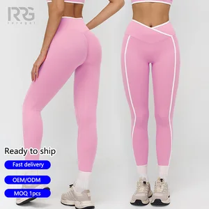 Roregal Quick Drying Women Fitness Yoga Leggings Pants High-Waisted Cross Front Waistband Second-Skin Feel Yoga Leggings