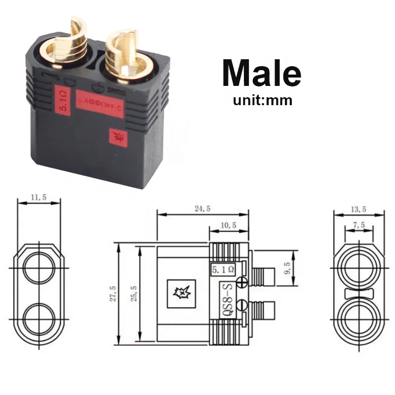HTLNUZD QS8-S Heavy Duty Anti-Spark Battery Connector - 1 Pair, Gold Plated
