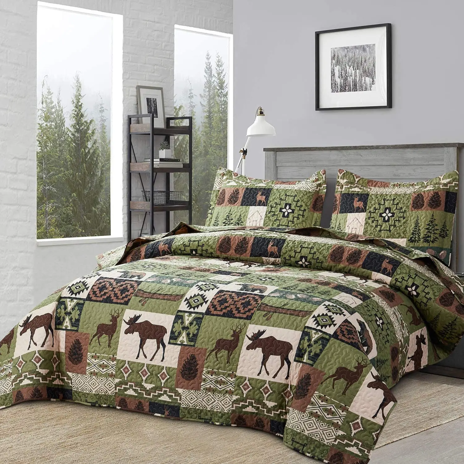 Dreams & Drapes Woodland Bear Tagesdecke – 150x200 Cm, Superweiches Fleece, Bären-Motiv
