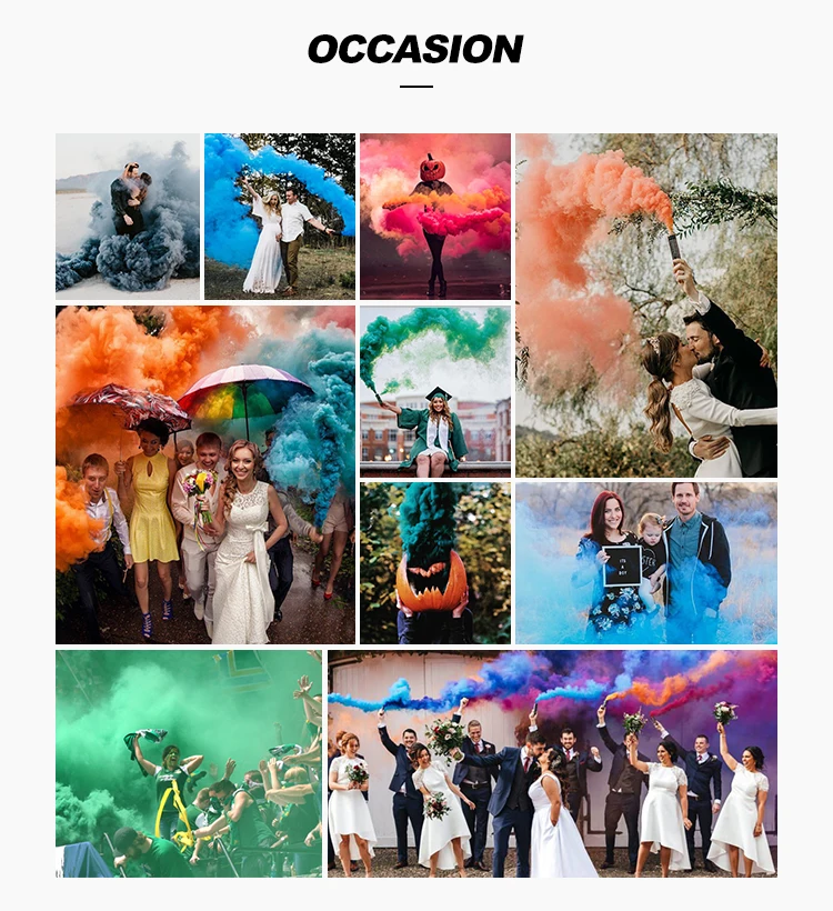 Chinese Factory Wire Pull Dual Smoke Color Flare rainbow Colors Smoke Fireworks China Daytime Pyro Smoke Bombs for Photography