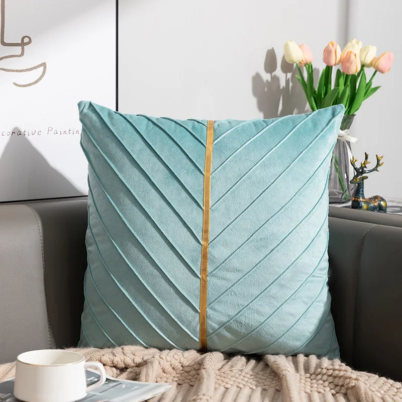 Indoor Pillows Light Blue Faux Suede Pillows Velvet Pillow Covers 18x18 Bonhause Grey Leaves Pillow Covers 18x18 Silver  Foil Stamping Housse Coussin Decoratif