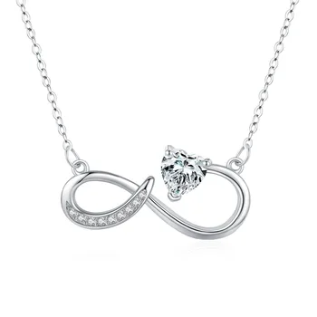 Luxury Fine 925 Sterling Silver Sparkling 5A Cubic Zircon Infinity Pendants Necklace Jewelry Women Gift