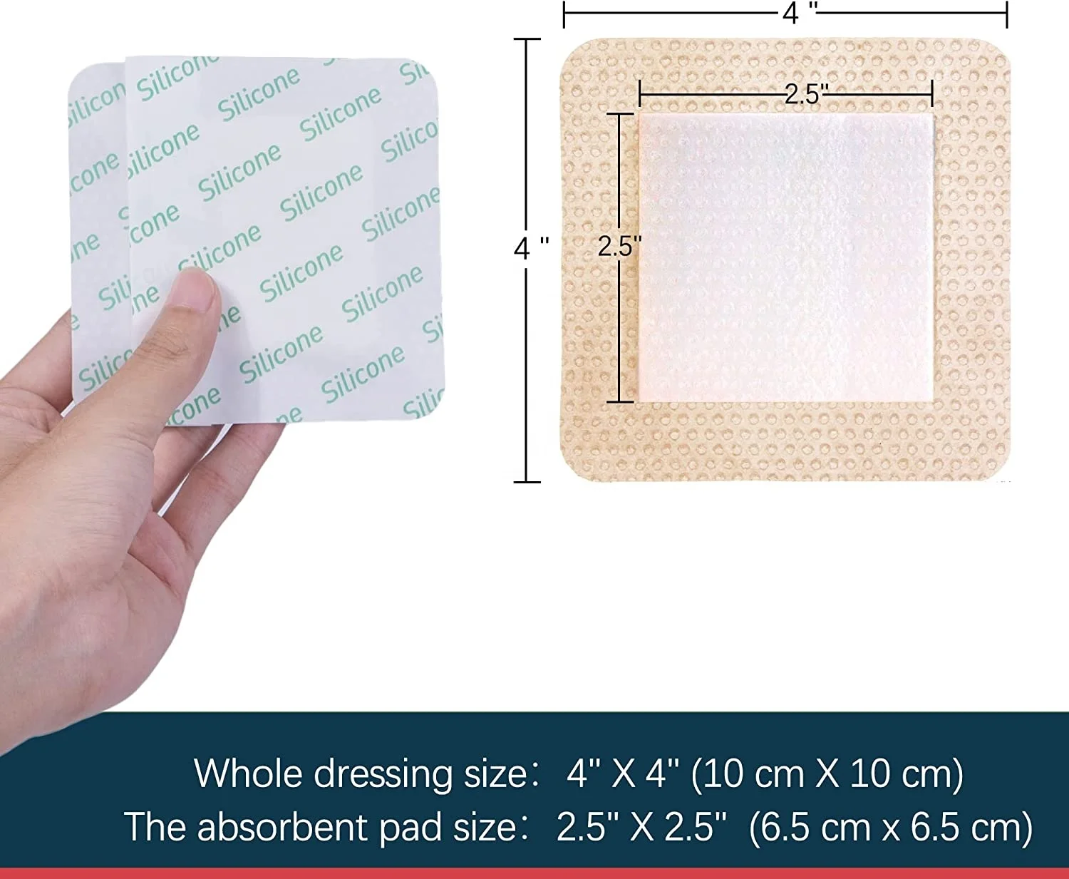 Waterproof Adhesive Silicone Foam Wound Dressing With Border For Bed