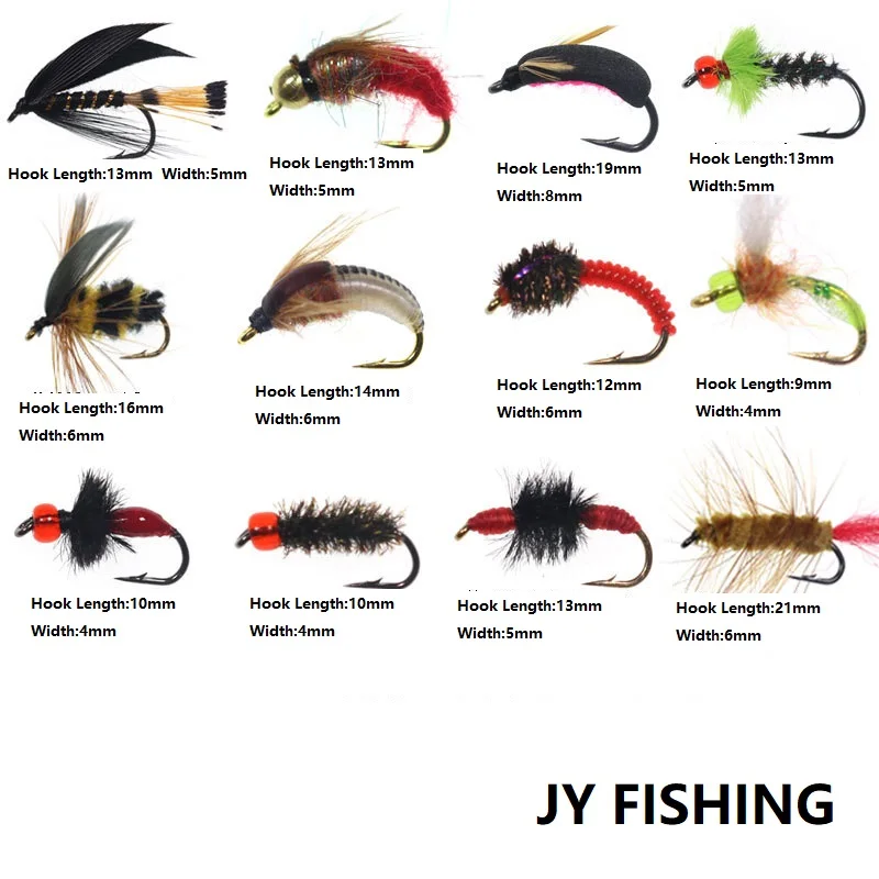 Flies For Fly Fishing Jamyor Hand-Tied Fly Fishing Lures - 6pc Set (Nymph, Scud, Wet Flies, #12 Hooks) Trout Flies