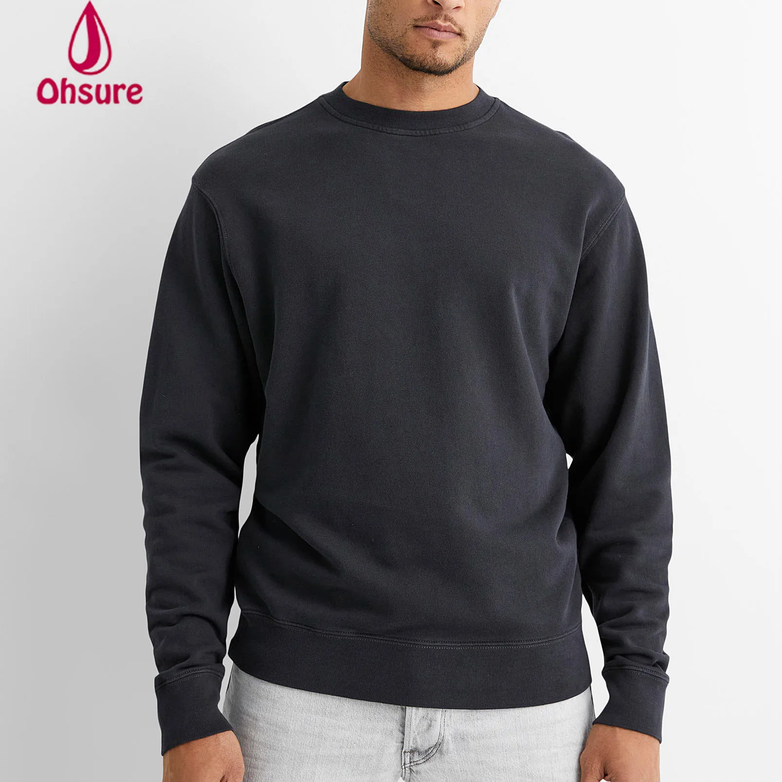 Wholesale Man Hoodie Soft Cotton Fleece Sweatshirt Crew Neck