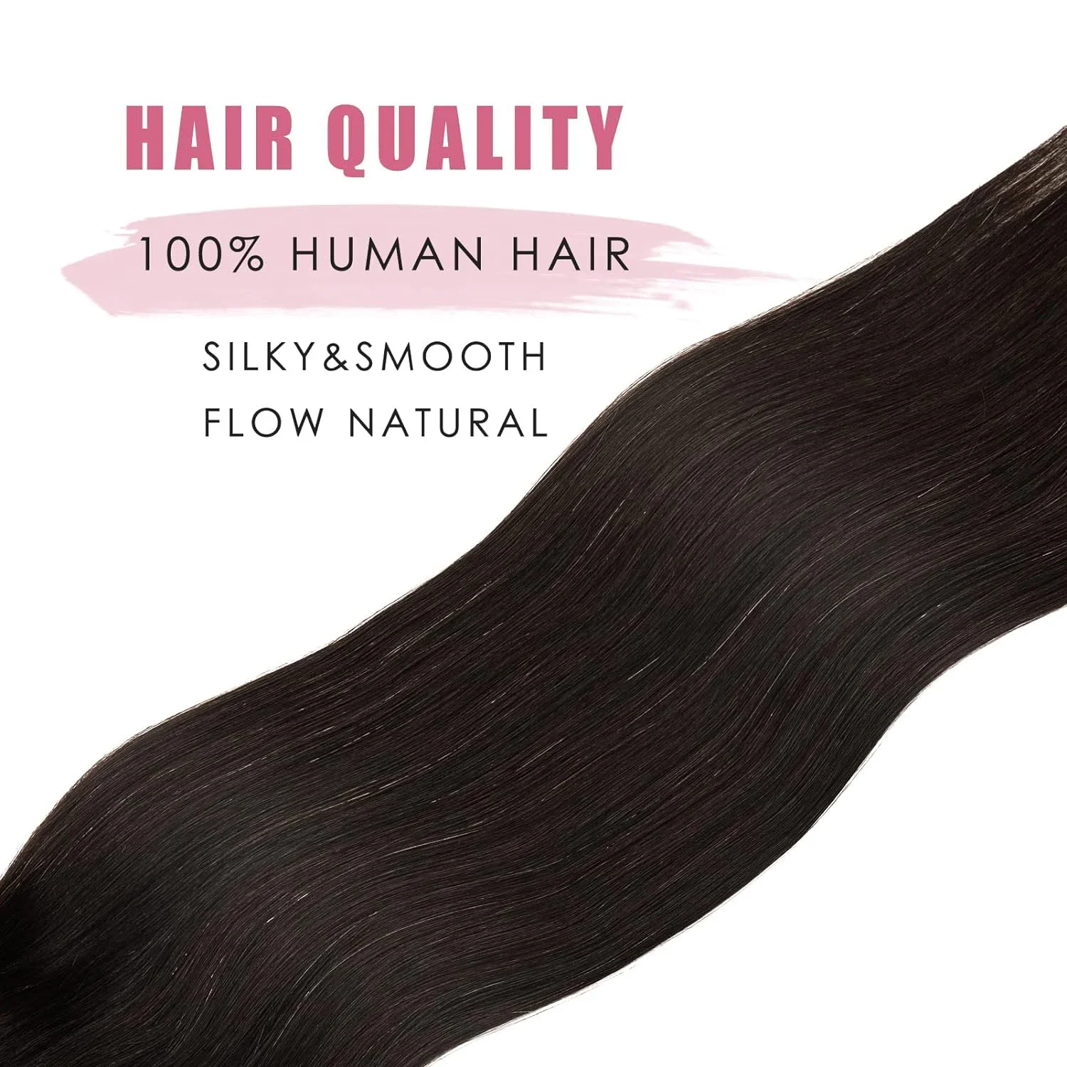 Straight Fish Line Hair Extensions 4 Clips In Hairpiece Highlight Natural Hair Extensions Natural Black Bundles Real Human Hair_voghion.com