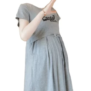 Pregnant Women Go Out Comfortable Print Nursing Long Dress