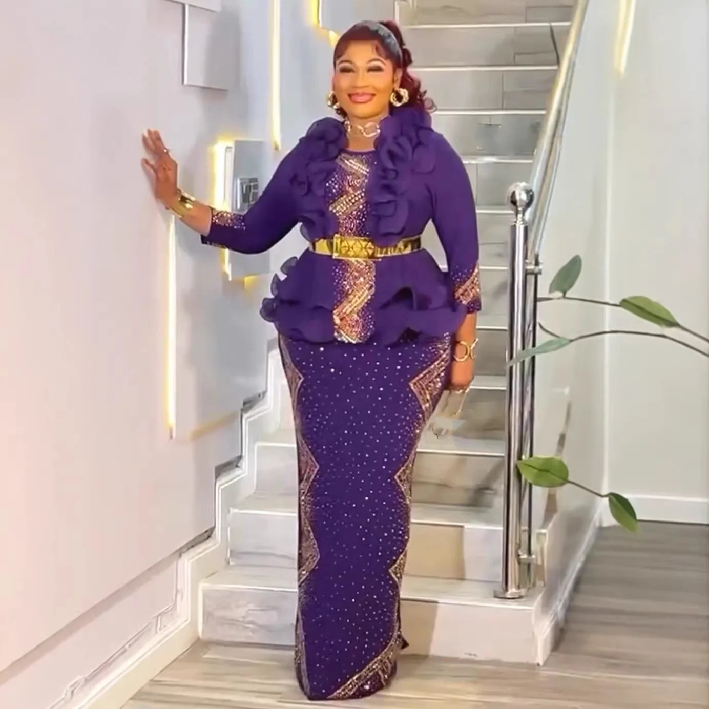 2026 African Dresses For Women Elegant Spring Autumn Dashiki Midi Dress Ladies Traditional African Clothing Plus Size Maxi Dress