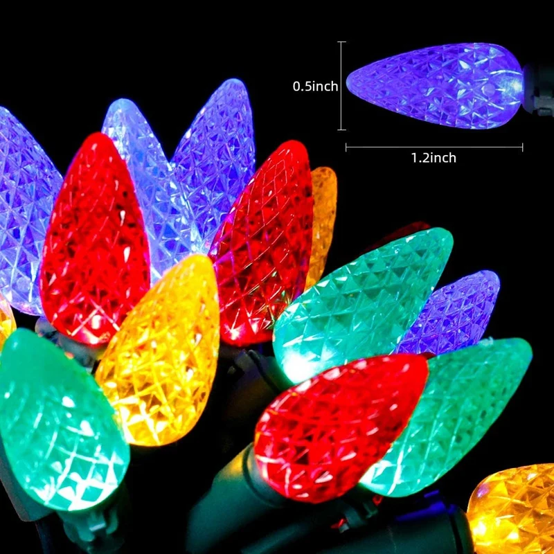 C6/C7/C9 Led Christmas Lights String Powered Outdoor Indoor Strawberry Fairy Light for Yard Party Home Deco