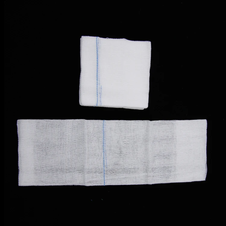 medical blue x-ray detectable 6 layer soft cotton fabric gauze swab