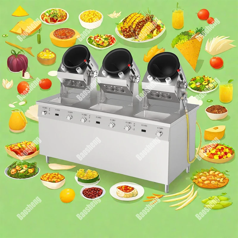 Commercial Intelligent Electric Automatic Cooking Machine Food Stir Fry Wok Robot Stir Cooker Fried Rice Cooking Machine 220V