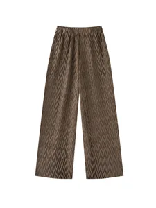 Miyake High-end Fashionable Vintage Pleated Regular Fit Boot Cut Pleuche Polyester Women's Spring New Arrival Casual Pants