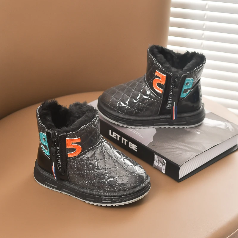 Детские теплые зимние ботинки, теплые Нескользящие большие хлопковые ботинки, Детские универсальные короткие ботинки, зима 2021