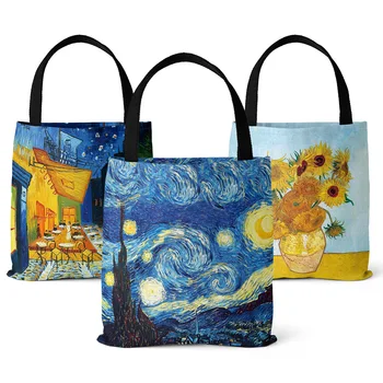 2024 Cute Large Fashion shopping tote bag canvas luxury cotton new design canvas oil paint painting school book bag