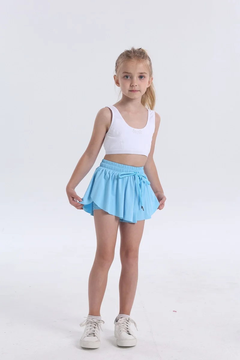 2 In 1 Flowy Running Yoga Shorts Women Gym Sport Kid Biker Butterfly