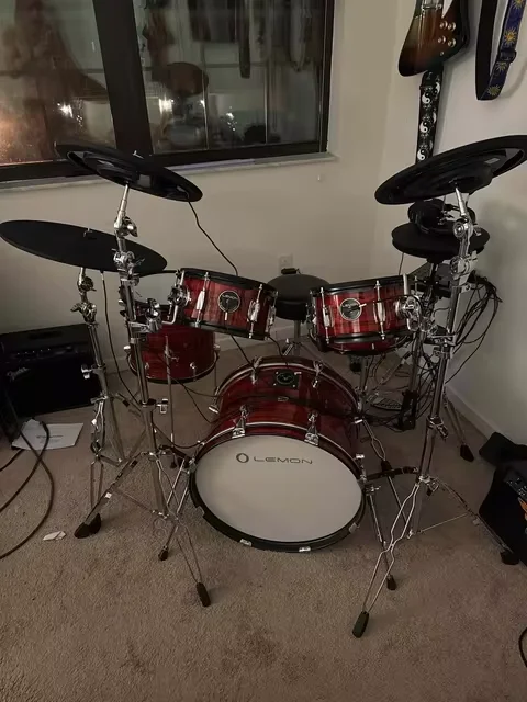Luxury Wooden E Drum Set with 5 Drums & 3 Cymbals