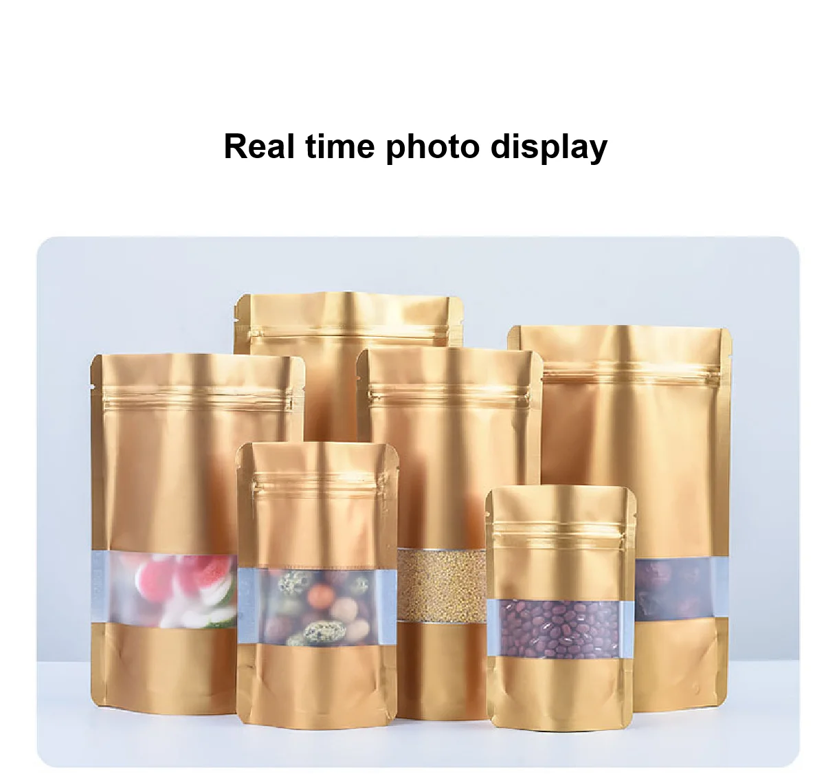 Customized Colorful Metalized Food Packaging Stand up Pouch With Zipper and Window Zip Lock Bag Plastic Zipper Bags
