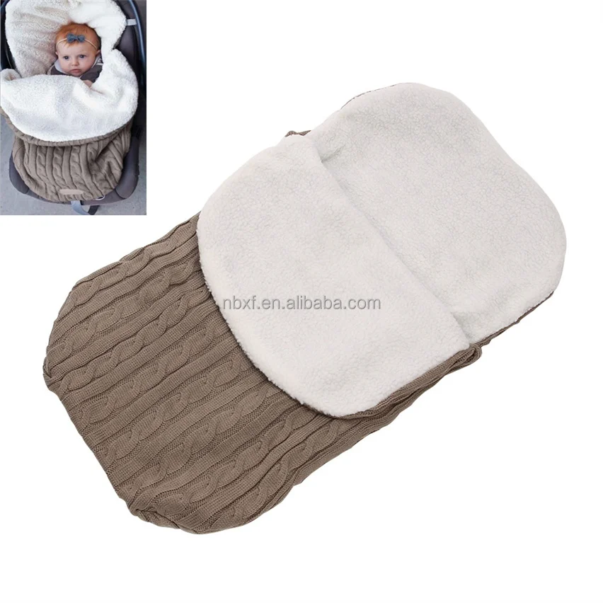 Newborn Baby Wrap Swaddle Blanket Toddler Knit With Velvet Sleeping Bag