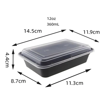 Wholesale Low Price Black Disposable Microwave Plastic Lunch Box with clear Lid