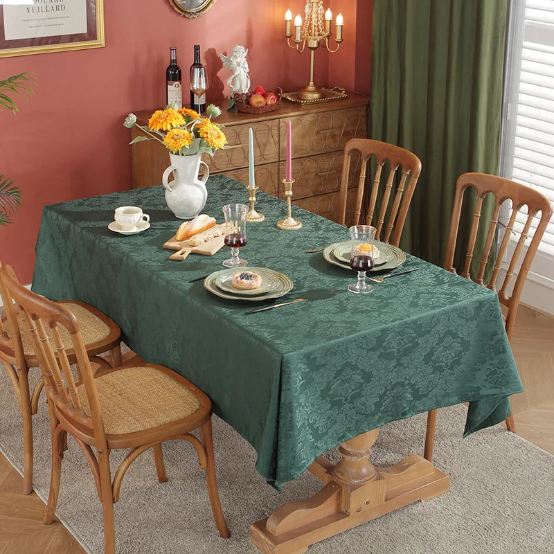 Thanksgiving Rectangular Autumn Tablecloth Cotton Damask Fabric Jacquard Tablecloth