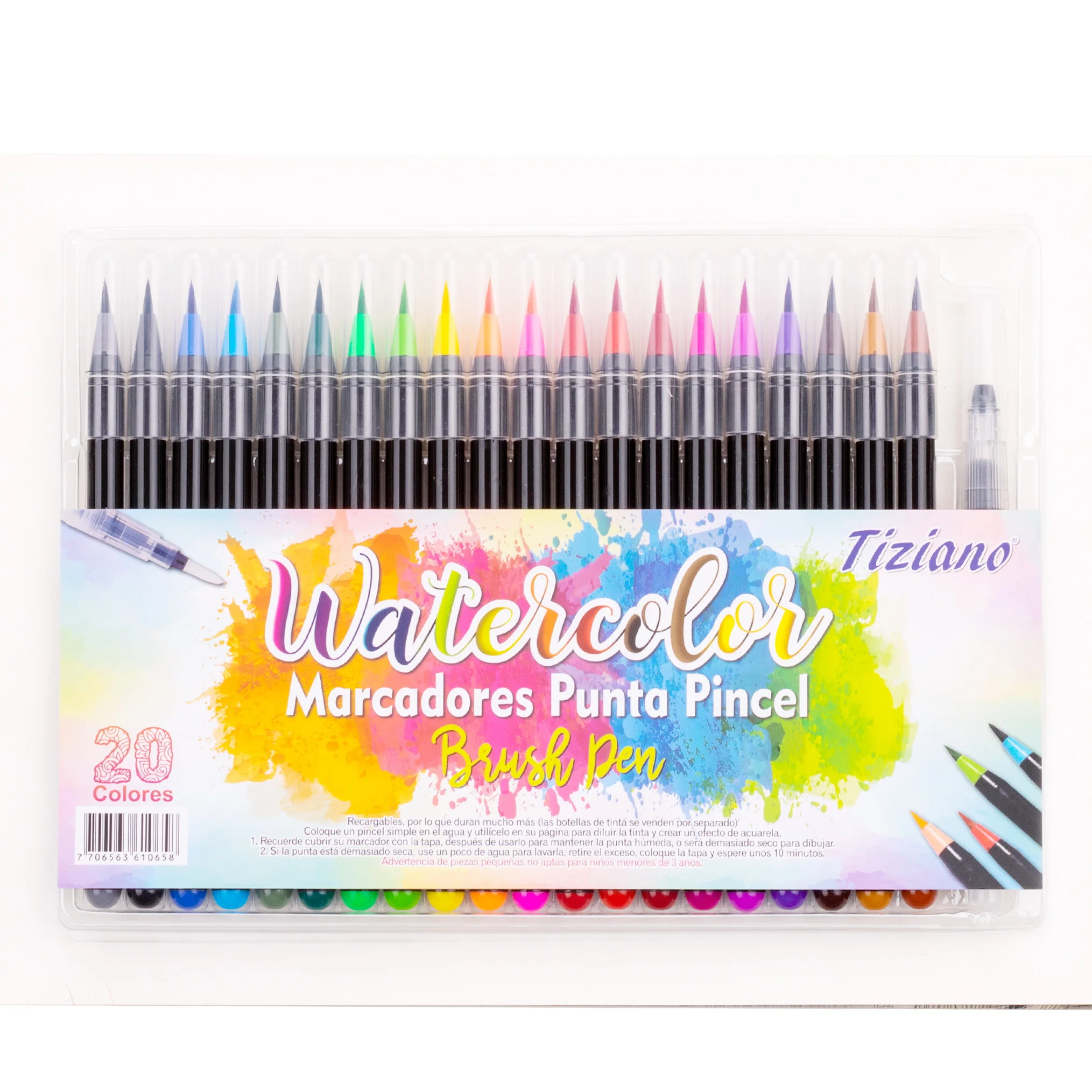 Набор кистей для акварели с кисточкой, 20 шт.