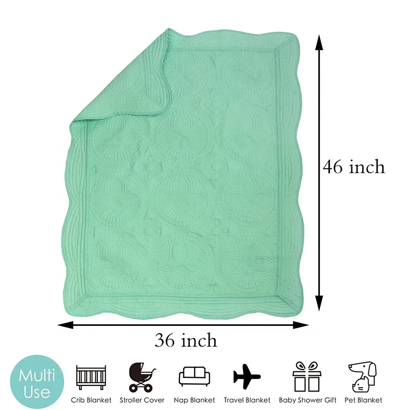 Wholesale Monogrammed Soft Baby Quilt Blanket Embroidered Cotton