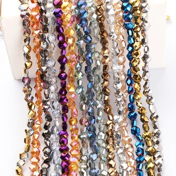 Cheap 5Strands Natural Stone Bead Crystal Plated Color Faceted Small Beads  For Jewelry Making DIY Necklace Bracelet Earrings Accessory