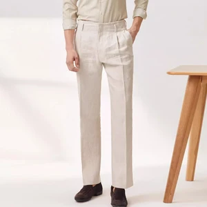 2026 New British Men's Anti Static Casual Dress Pants Quick Dry Breathable and Windproof High Waist Flat Front OEM Service