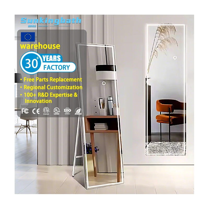 New Stand Led Light Backlit Dressing Clothes Store  Floor Mirrors Large Size Full Length Mirror With Led Light