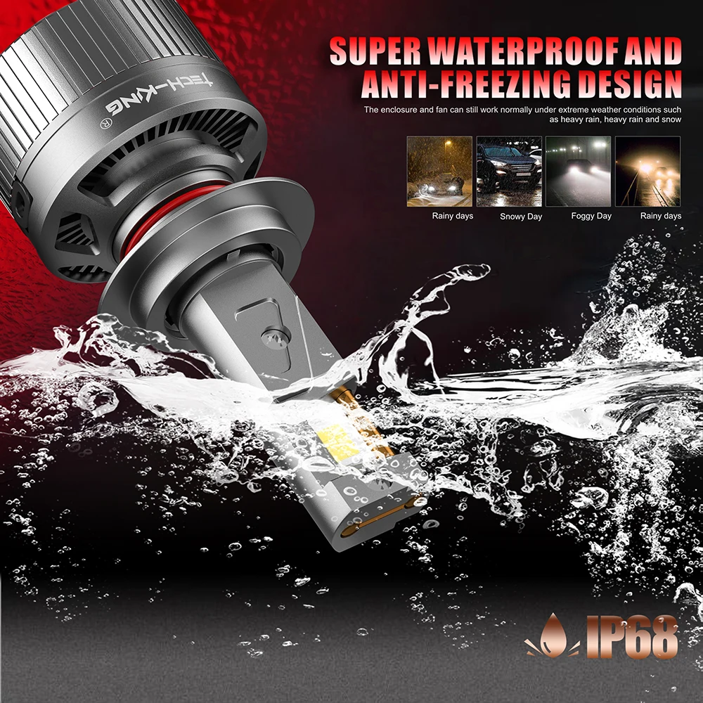 TECH-KING T9 Auto OEM ODM EMC canbus led bulb Custom Chip 9005 9006 9012 H4 LED 12V 120W 16000LM 6000K  Car LED Headlight Bulbs