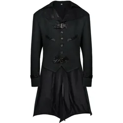 Generisch Workwear Uomo Maschio Vintage Slim Medievale Retro Halloween Punk Giacca Costume Bordo Oro Cappotto di Lana Uomo, Lilla, 4XL