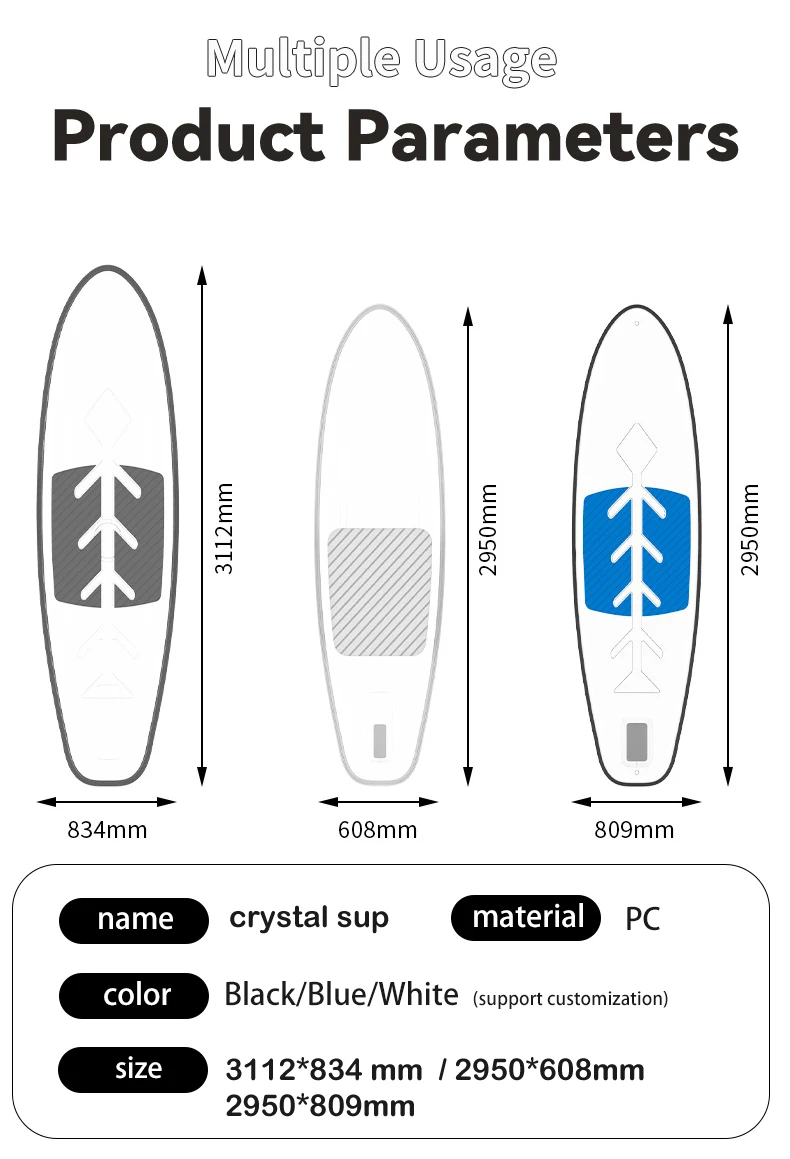 Zebec New Design Transparent Sup Paddle Board Clear Sup Board Custom