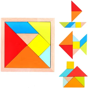 Kids New Educational Geometry Wooden Baby Puzzle Toys for Children Gift Montessori Wooden Building Blocks