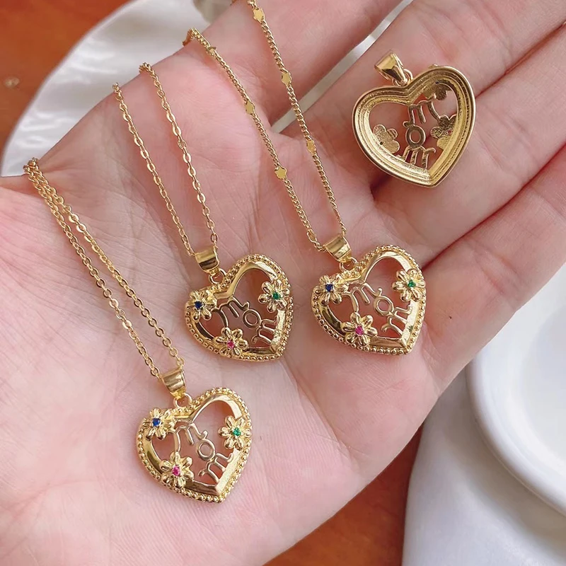 Fashion Love Heart Moon Mom 18K Gold Charm Pendant ,Mix Style