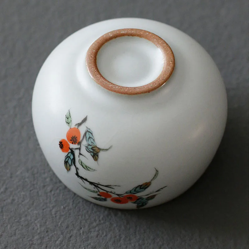 product japandi style kung fu tea bowl retro tasting cup persimmon glaze crackle ceramic personal cup for tea masters-7