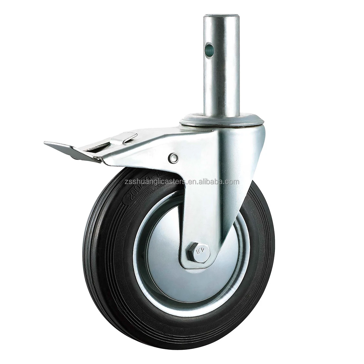 Scaffolding Caster Wheel 8 Inch Rubber Ladder Wheel With Hollow Stem