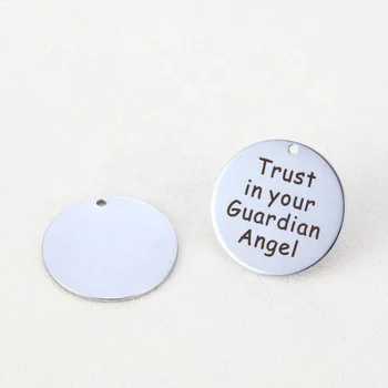 'Trust in your Guardian Angel' black laser engrave stainless steel guardian angel charm for jewelry necklace bracelet making
