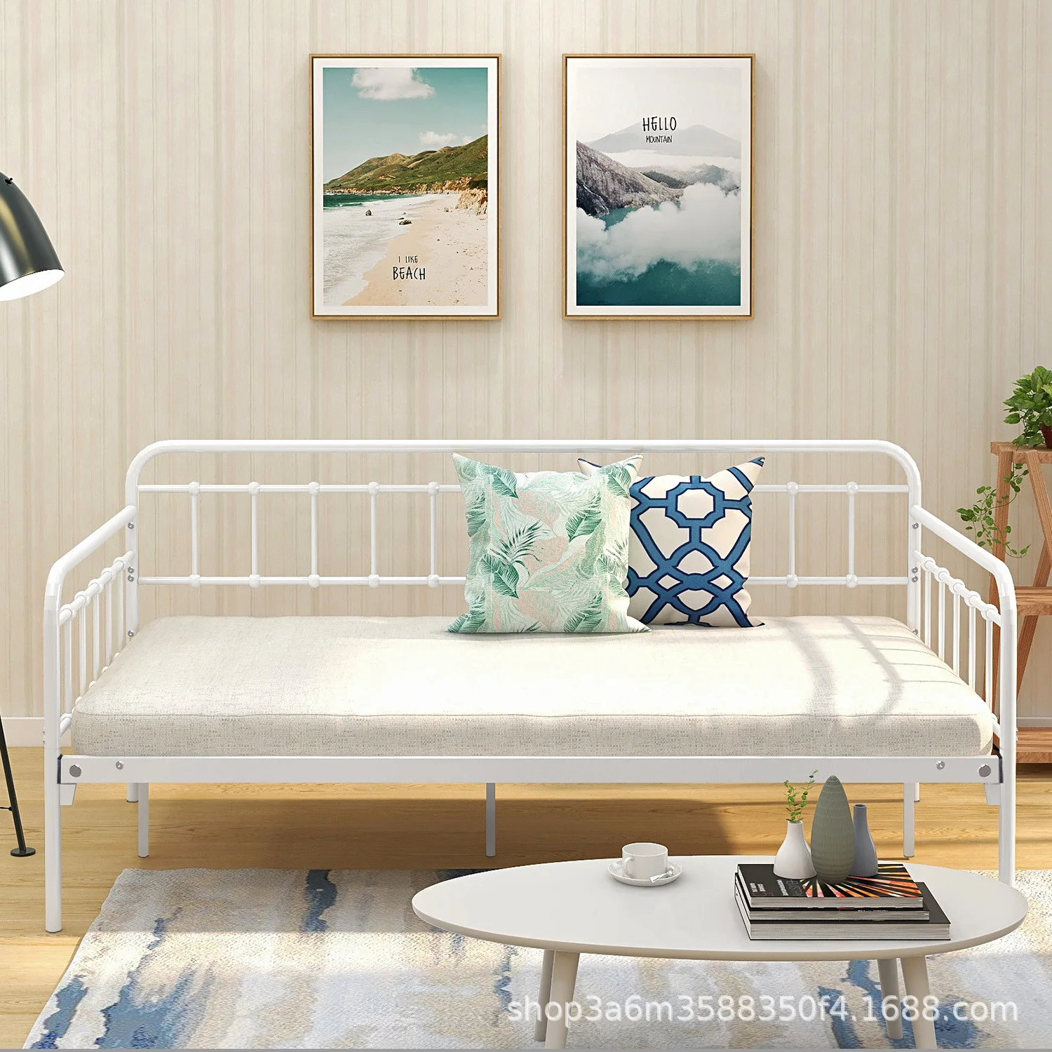 European Style Children's Spliced Bed Modern Iron Art Sofa Guardrail Dual-Use Iron Frame Bed Directly Manufactured by Producer