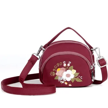 Wholesale Ethnic Red Embroidered Crossbody Bags Cheap Chinese Women Handbags Brand Small Nylon Bags Handbags